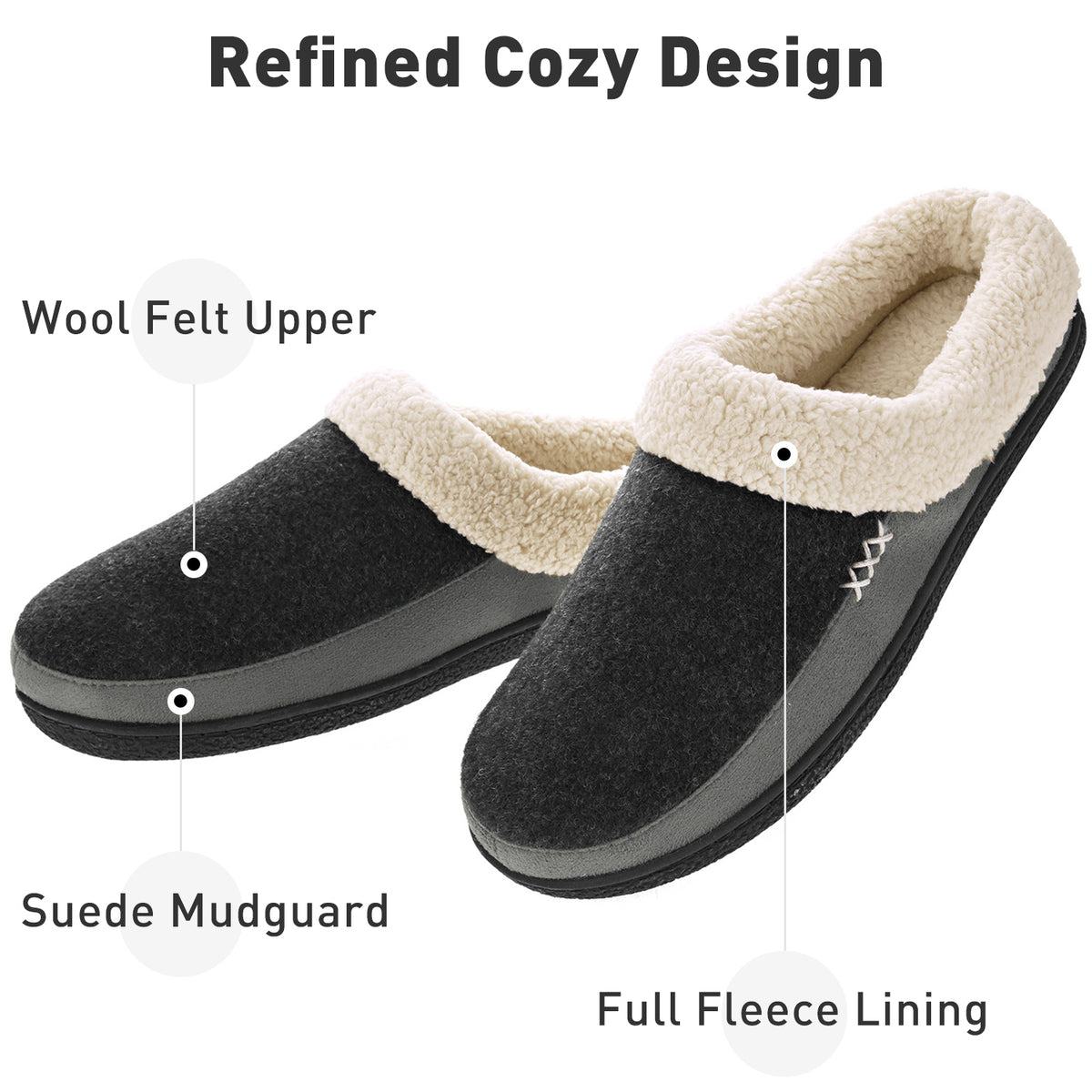 VONMAY Men's Slippers Fuzzy House Shoes Memory Foam